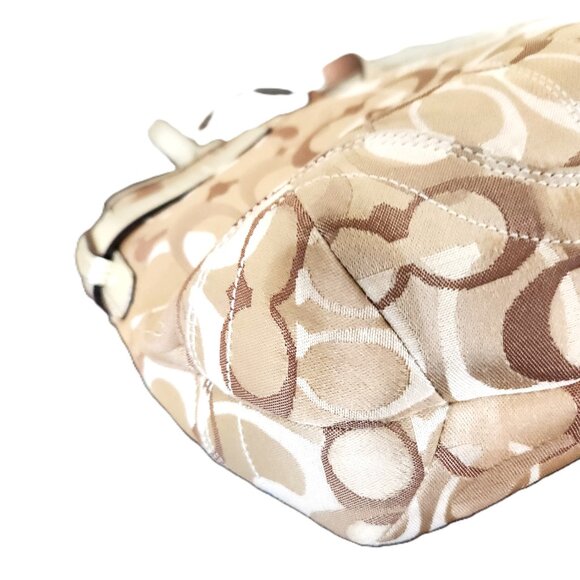 Like New Rare Coach Optic Metallic Gold & Tan Satchel Bag Handbag Purse - Picture 13 of 15